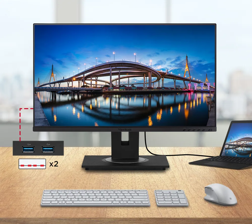 convenient usb ports included on the side of the monitor to expand connectivity