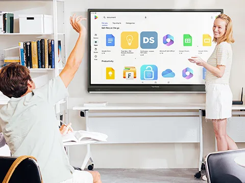 ViewBoard with Google Education Ecosystem icons on the screen